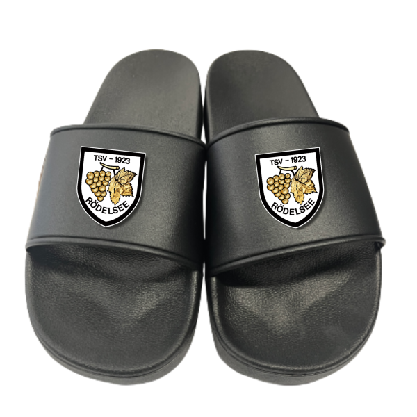 Badeschuhe Badelatschen schwarz mit Logo